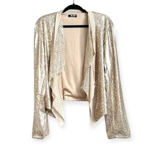 New Miss Me Sequin Open Front Cropped Jacket Size: XL